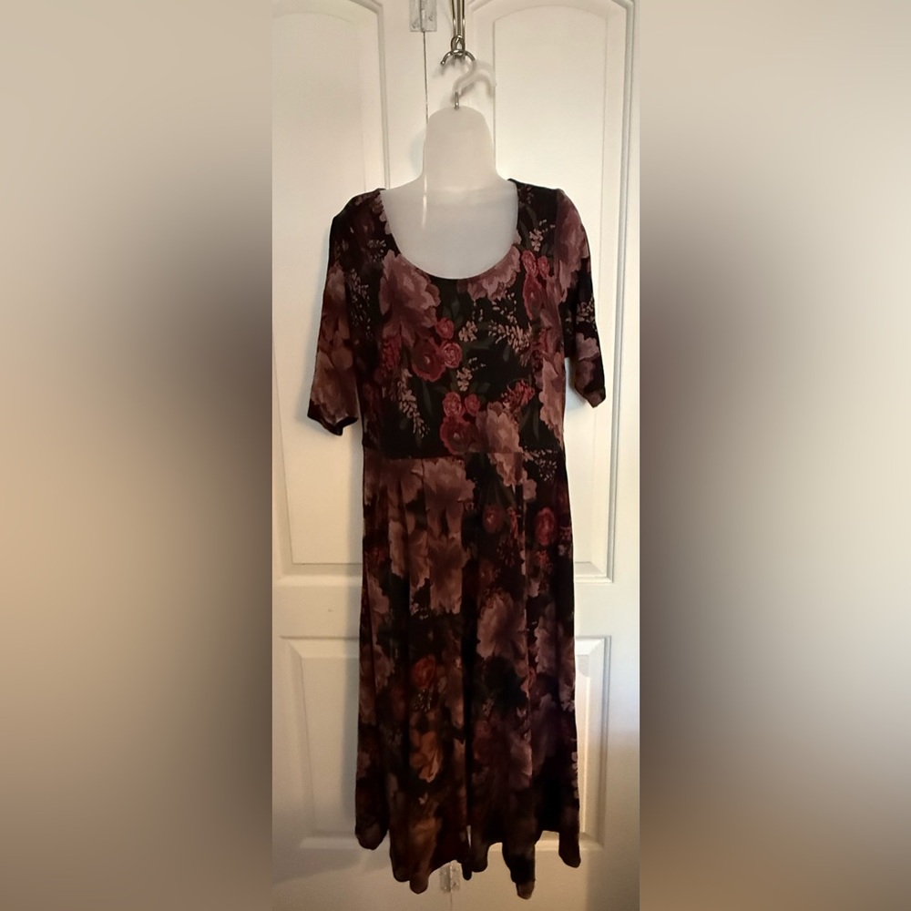 Torrid Black and Purple Floral Midi Dress